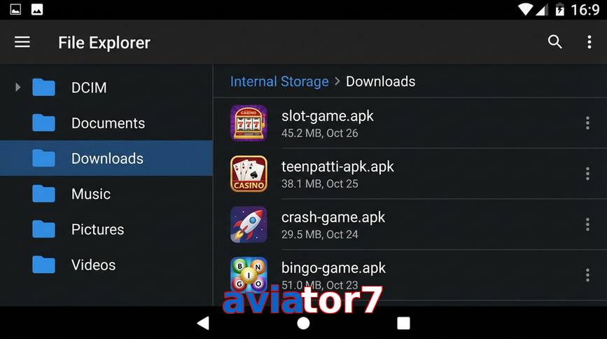 Main screen of Aviator7 gameapk page for PK players